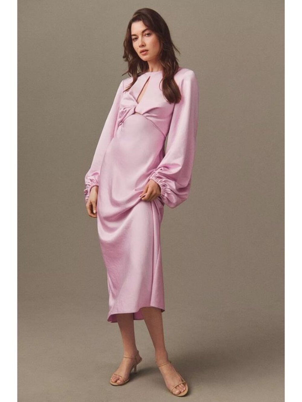 SIGNIFICANT OTHER Women's Demi Backless Long-Sleeve Column Gown Size 10 in Pink
